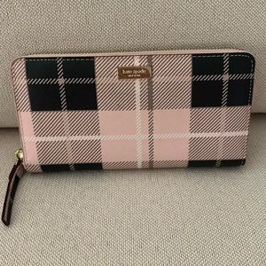Kate Spade Zippered Pink Plaid Wallet